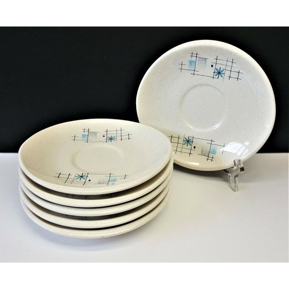 Set/6 Franciscan Oasis 6" Saucers (no cups) Atomic Mid-Century MCM 1954-1962 - Picture 1 of 6